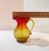 Vintage Amberina Crackle Glass Pitcher, Kanawha Crackle Glass Vase