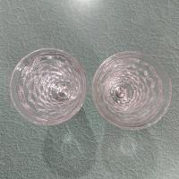 Antique Vintage Fostoria American Clear Footed Iced Tea Glasses, Set of Two, Manganese Depression Pressed Glassware