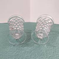 Antique Vintage Fostoria American Clear Footed Iced Tea Glasses, Set of Two, Manganese Depression Pressed Glassware