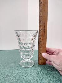 Antique Vintage Fostoria American Clear Footed Iced Tea Glasses, Set of Two, Manganese Depression Pressed Glassware