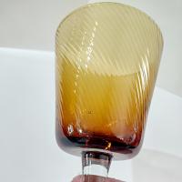Vintage Amber Swirled Wine Glass, Blown Glass Water Goblet