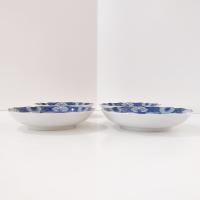 Vintage Andrea by Sadek Hijiri Gama Japanese Style Blue Green Ceramic Sauce Bowls, Set of 4, Trinket Soap Dishes