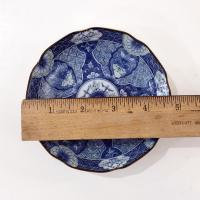 Vintage Andrea by Sadek Hijiri Gama Japanese Style Blue Green Ceramic Sauce Bowls, Set of 4, Trinket Soap Dishes