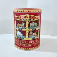 Vintage Nabisco Animal Crackers Collectible Cylindrical Metal Storage Tin