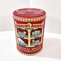 Vintage Nabisco Animal Crackers Collectible Cylindrical Metal Storage Tin