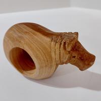 Vintage Carved Wooden Safari Animal Napkin Rings, Set of Four, Elephant Hippo Lion Tiger