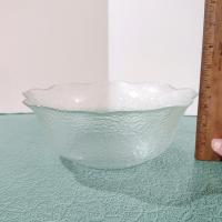 Vintage Arcoroc Fluted Salad Serving Bowl, Clear Glass Centerpiece Fruit Bowl