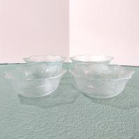 Vintage Arcoroc Salad Soup Cereal Fluted Textured Glass Bowls, Set of 4