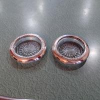 Vintage Silver Plated Glass Ashtrays, Set of Two