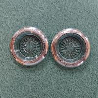Vintage Silver Plated Glass Ashtrays, Set of Two