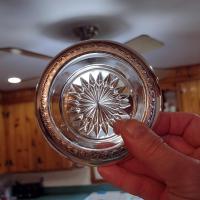 Vintage Silver Plated Glass Ashtrays, Set of Two
