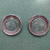 Vintage Silver Plated Glass Ashtrays, Set of Two