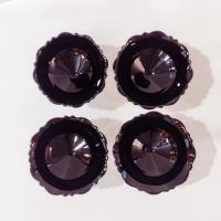 Vintage L.E. Smith Mt Pleasant Black Amethyst Glass Footed Dessert Coupes, Set of 4, Black Amethyst Depression Glass