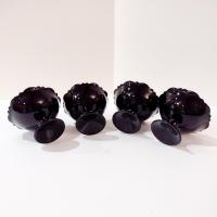 Vintage L.E. Smith Mt Pleasant Black Amethyst Glass Footed Dessert Coupes, Set of 4, Black Amethyst Depression Glass