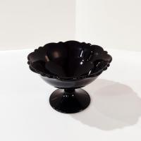 Vintage L.E. Smith Mt Pleasant Black Amethyst Glass Footed Dessert Coupes, Set of 4, Black Amethyst Depression Glass