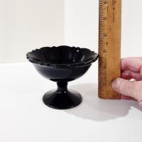 Vintage L.E. Smith Mt Pleasant Black Amethyst Glass Footed Dessert Coupes, Set of 4, Black Amethyst Depression Glass