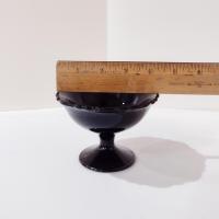 Vintage L.E. Smith Mt Pleasant Black Amethyst Glass Footed Dessert Coupes, Set of 4, Black Amethyst Depression Glass