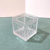 Vintage Glass Baby Cube Box, Storage Holder, Planter Pot