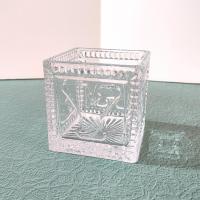 Vintage Glass Baby Cube Box, Storage Holder, Planter Pot