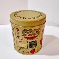 Vintage Helen Barrick Folk Art Round Tin, Welcome Home Country Cottage Storage Tin