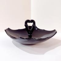 Vintage L.E. Smith Mt. Pleasant Black Amethyst Glass Handled Serving Tray, Black Amethyst Depression Glass