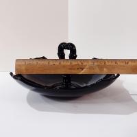 Vintage L.E. Smith Mt. Pleasant Black Amethyst Glass Handled Serving Tray, Black Amethyst Depression Glass