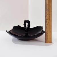 Vintage L.E. Smith Mt. Pleasant Black Amethyst Glass Handled Serving Tray, Black Amethyst Depression Glass