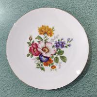 Vintage Bareuther Waldsassen Bavaria Germany Floral Dessert Salad Appetizer Plates, Set of 4, Bavarian Porcelain Flower Plates