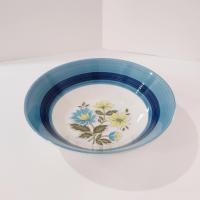 Vintage Blue and Yellow Floral Serving Bowl, Nasco Arcadia Bowl