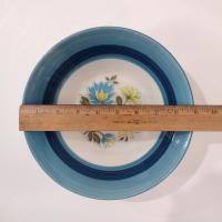 Vintage Blue and Yellow Floral Serving Bowl, Nasco Arcadia Bowl