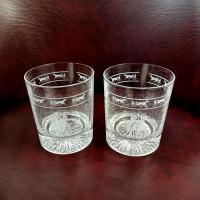 Set of Two Vintage Blue Bonnets Raceway Rocks Whiskey Glasses, Harness Racing / Horse Racing Collectible Memorabilia 