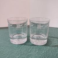 Set of Two Vintage Blue Bonnets Raceway Rocks Whiskey Glasses, Harness Racing / Horse Racing Collectible Memorabilia 