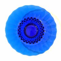 Vintage Cobalt Blue Diamond Point Decorative Glass Centerpiece Fruit Serving Bowl