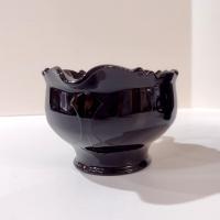Vintage L.E. Smith Mt. Pleasant Black Amethyst Glass Footed Creamer and Open Sugar Bowl Set, Black Amethyst Depression Glass