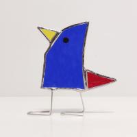Stained Glass Standing Bird, Funky Glass Bird, Blue Bird Suncatcher