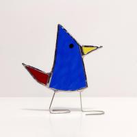 Stained Glass Standing Bird, Funky Glass Bird, Blue Bird Suncatcher