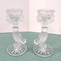 Vintage Crystal Hofbauer Byrdes Collection Taper Candle Holders with Figurative Bird Stems, Set of Two