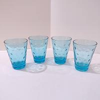 Vintage Hazel Atlas Blue Capri Dots Flat Juice Glasses, Set of 4