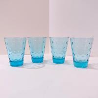 Vintage Hazel Atlas Blue Capri Dots Flat Juice Glasses, Set of 4