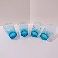 Vintage Hazel Atlas Blue Capri Dots Flat Juice Glasses, Set of 4