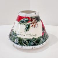 Vintage Yankee Candle Cardinal Warm Hearts Ceramic Candle Shade Jar Topper, Christmas Holiday Decor
