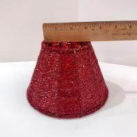 Vintage Red Beaded Shade, Candle Topper Glass Seed Bead Decorative Shade