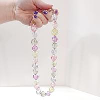 Vintage Chunky Pastel Crackle Bead Necklace, Pink Yellow Purple Green Clear Lucite Beads