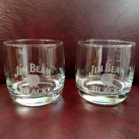 Vintage Jim Beam Black Rocks Whiskey Glasses, Set of Two