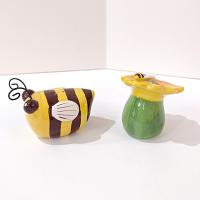 Vintage Ceramic Bumble Bee and Flower Salt and Pepper Shaker Set