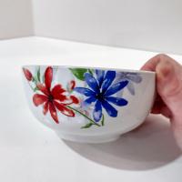 Vintage Corsica Bella Floral Ceramic Soup Salad Bowls, Set of Two, Bright Spring Flowers Candy Nut Bowls