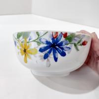 Vintage Corsica Bella Floral Ceramic Soup Salad Bowls, Set of Two, Bright Spring Flowers Candy Nut Bowls