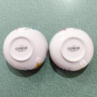 Vintage Corsica Bella Floral Ceramic Soup Salad Bowls, Set of Two, Bright Spring Flowers Candy Nut Bowls