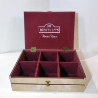 Vintage Bentley's Fine Teas Divided Storage Box with Rooster Chicken Design