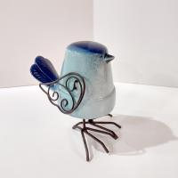 Vintage Blue Bird Ceramic and Wire Figurine